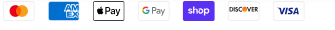 Accepted payment methods including Mastercard, American Express, Apple Pay, Google Pay, Shop Pay, Discover and Visa